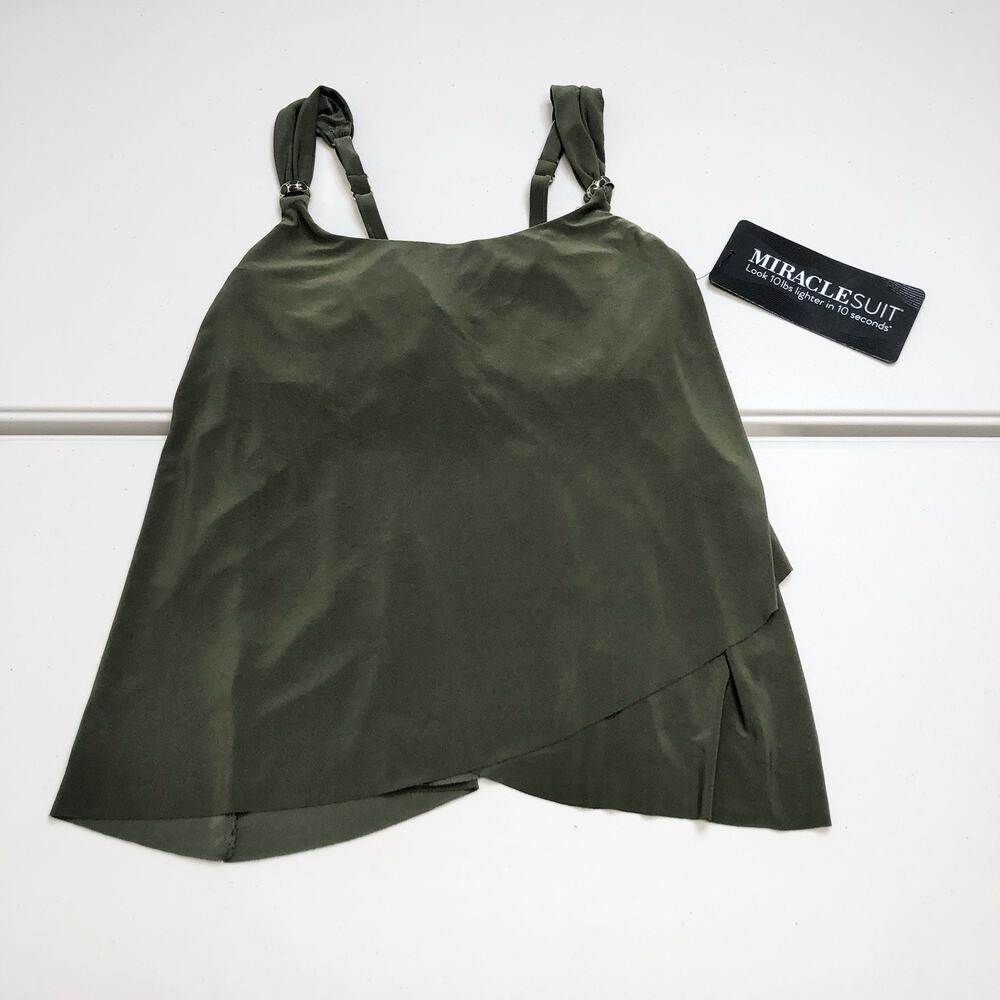 Miraclesuit Sz 8 Green Razzle Dazzle Tankini Top Swimsuit Underwire Slimming - Picture 1 of 11